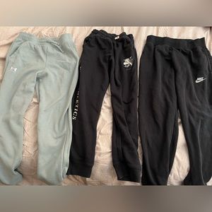 3 piece bundle size L Nike (2) UnderArmour (1) girls sweatpants
